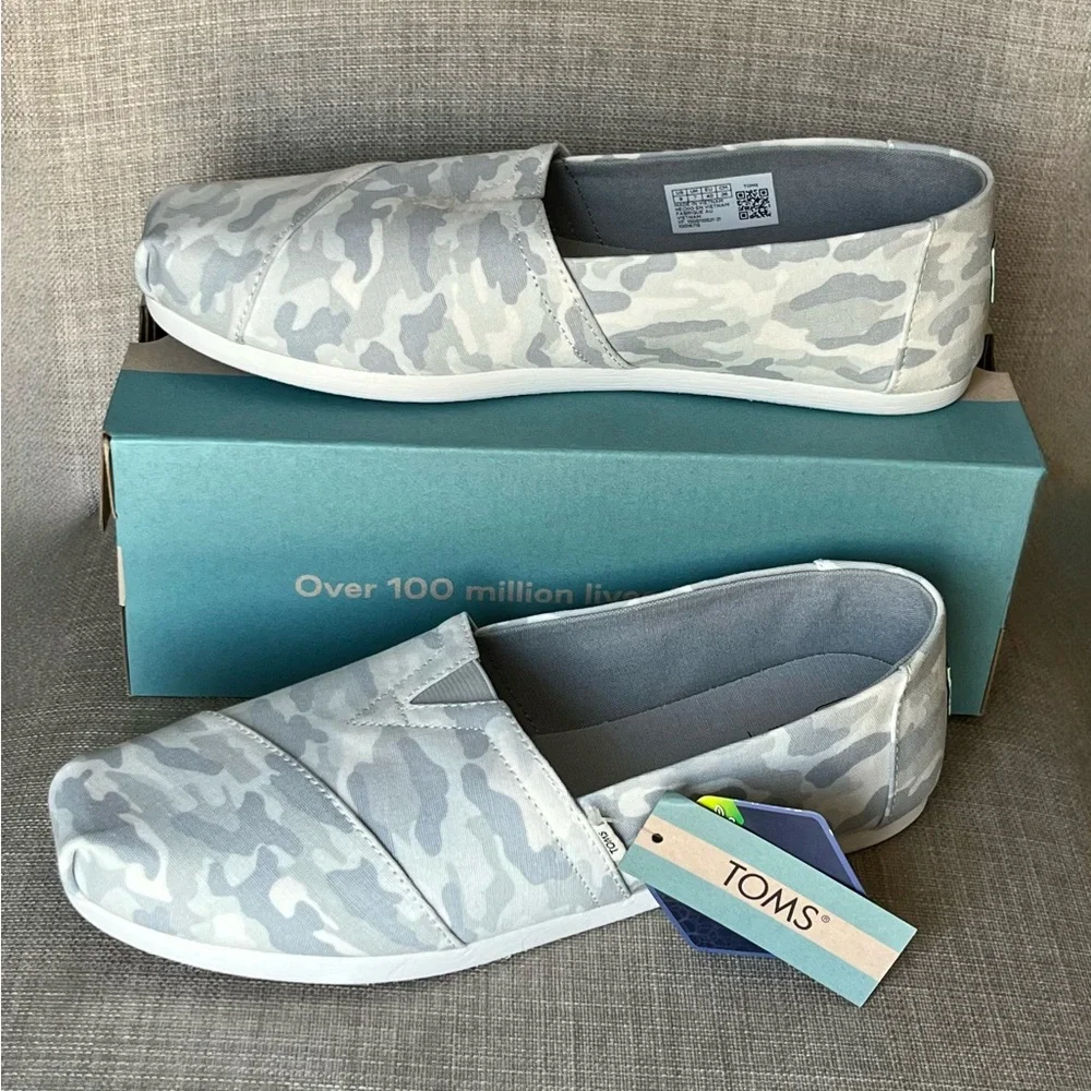 TOMS Alpargata Cloudbound Slip-on Shoes Women's US9 Glacier Grey Camo - Picture 1 of 6